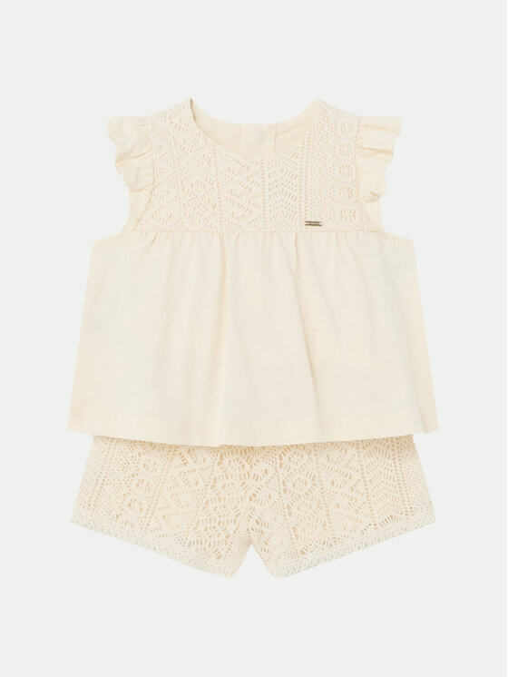 Mayoral Komplet top i spodenki 1235 Écru Regular Fit