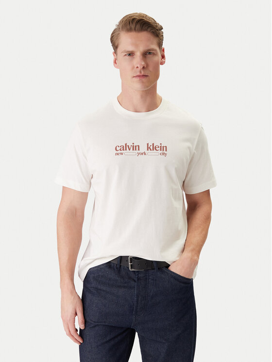 Calvin Klein Jeans T-Shirt NYC Graphic LV14RE831G Biały Regular Fit