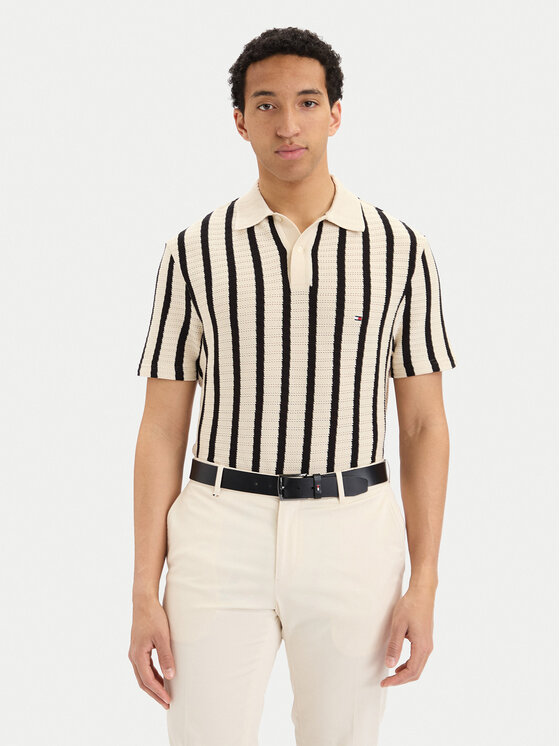 Tommy Hilfiger Polo MW0MW42770 Kremowy Regular Fit