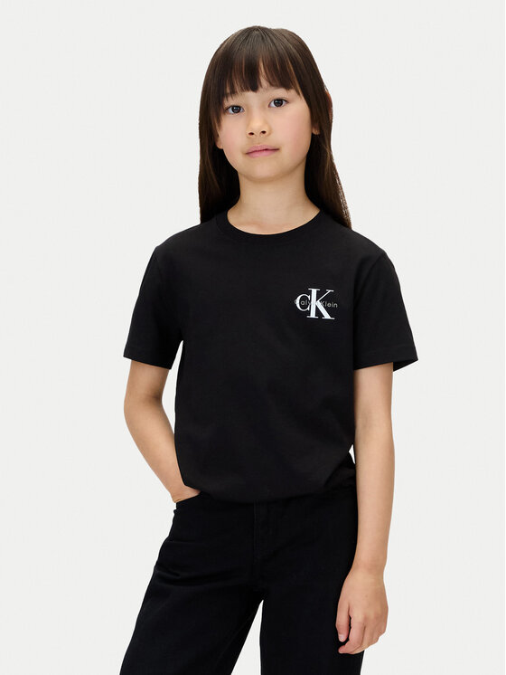 Calvin Klein Jeans T-Shirt Chest Monologo IU0IU00719 Czarny Regular Fit