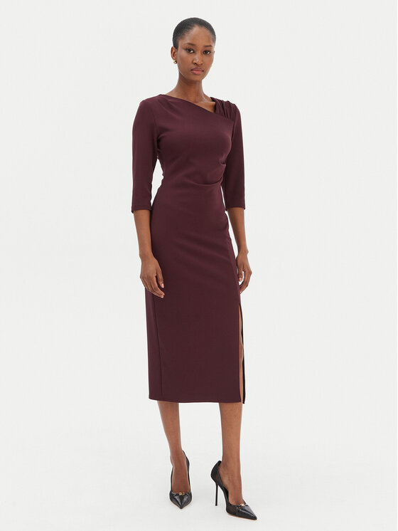 Rinascimento Sukienka koktajlowa CFC0126635003 Bordowy Slim Fit