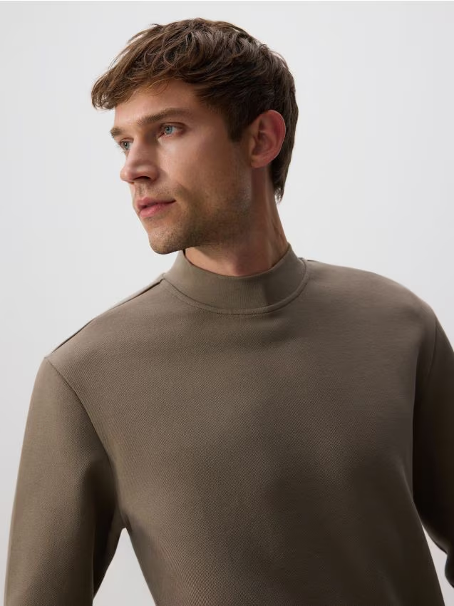 Reserved - Bluza ze stójką - beżowy miniaturka
