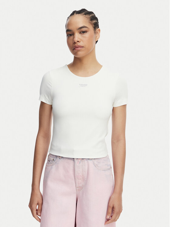 Tommy Jeans T-Shirt Athleisure Metal DW0DW22284 Biały Slim Fit