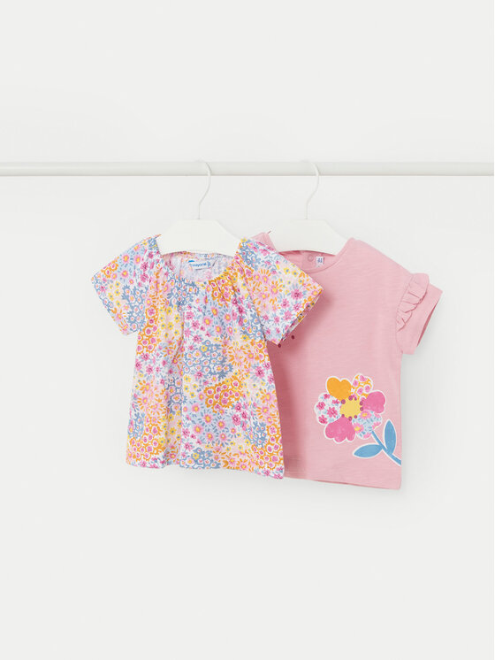 Mayoral Komplet t-shirtów 01008 Różowy Regular Fit