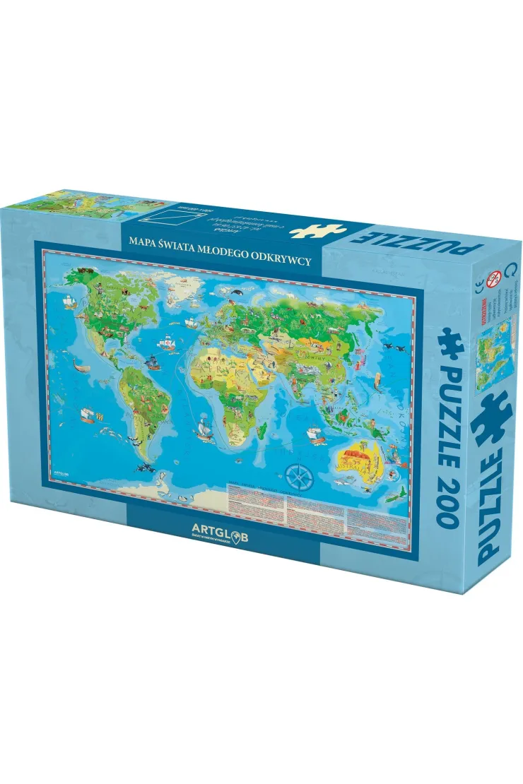 Puzzle 200 el. Mapa Świata Młodego Odkrywcy