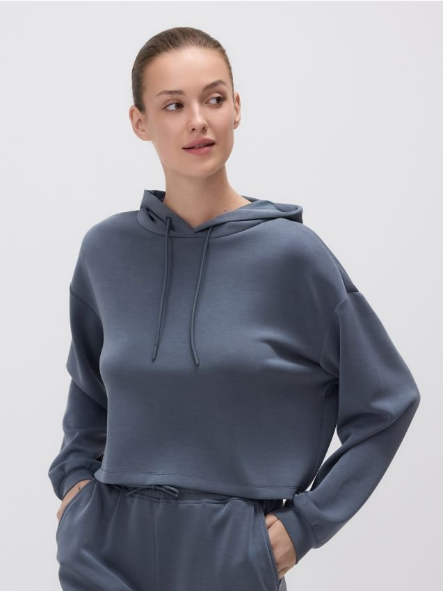 Reserved - Krótka bluza z kapturem - ciemnoszary miniaturka