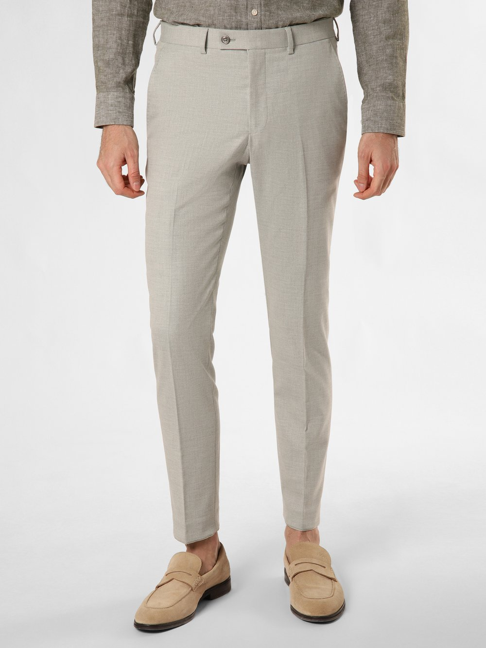 Finshley & Harding London Spodnie - Hoxdon Mężczyźni Slim Fit zielony|szary, 94