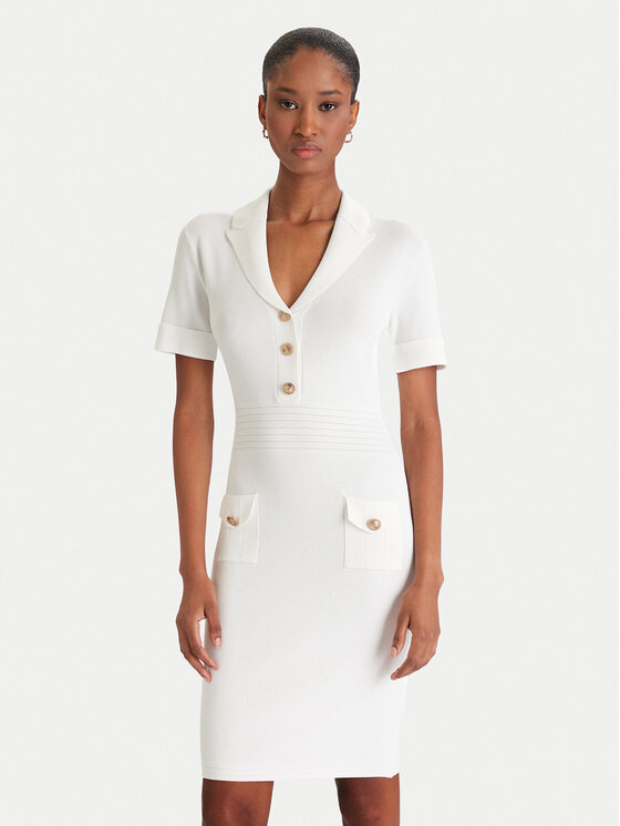 Guess Sukienka dzianinowa W5YK29 Z0130 Biały Slim Fit