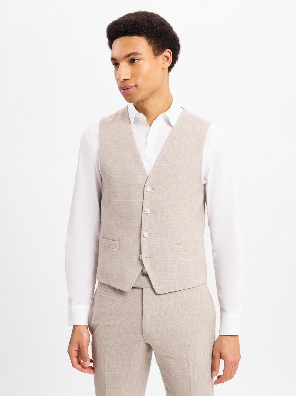 Strellson Męska kamizelka modułowa - Gyl2 Mężczyźni Slim Fit beżowy, 54