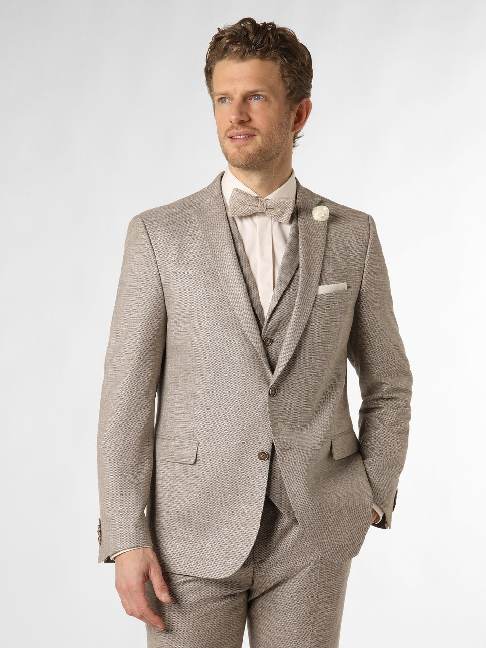Finshley & Harding Męska kurtka modułowa - Steven Mężczyźni Modern Fit wiskoza beżowy, 98