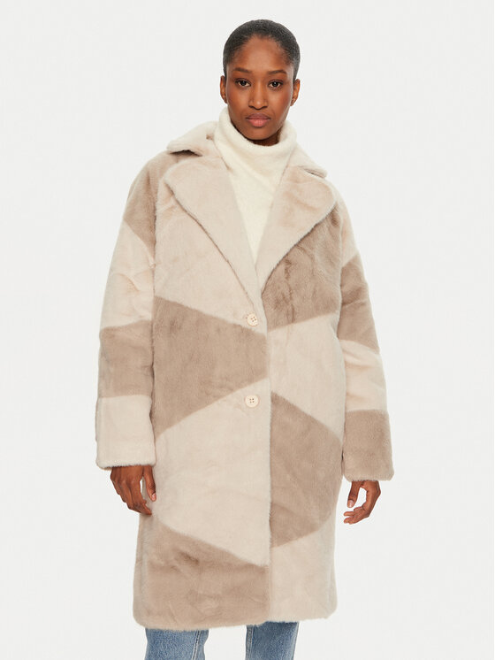 Bomboogie Kożuch CW8698TFSB4 Beżowy Loose Fit