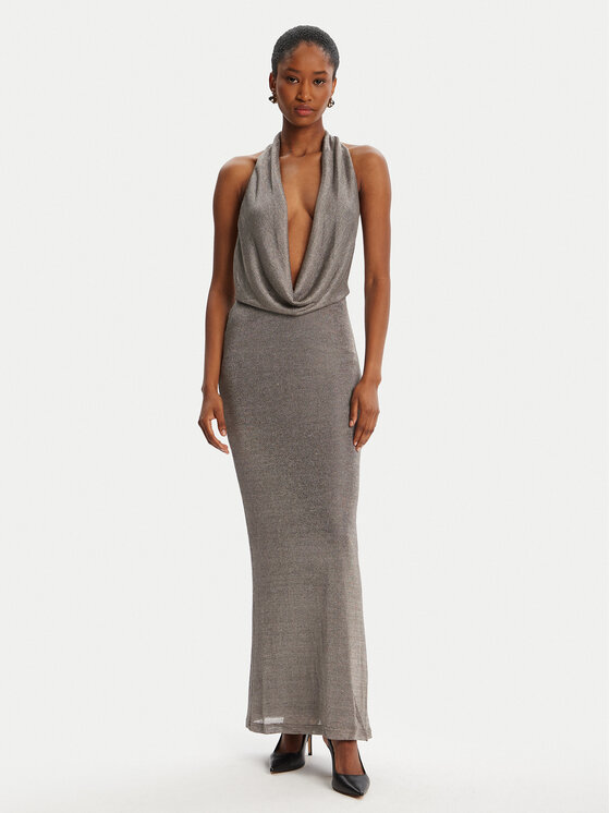 Bardot Sukienka koktajlowa Nola Lurex Cowl 59814DB1 Srebrny Regular Fit