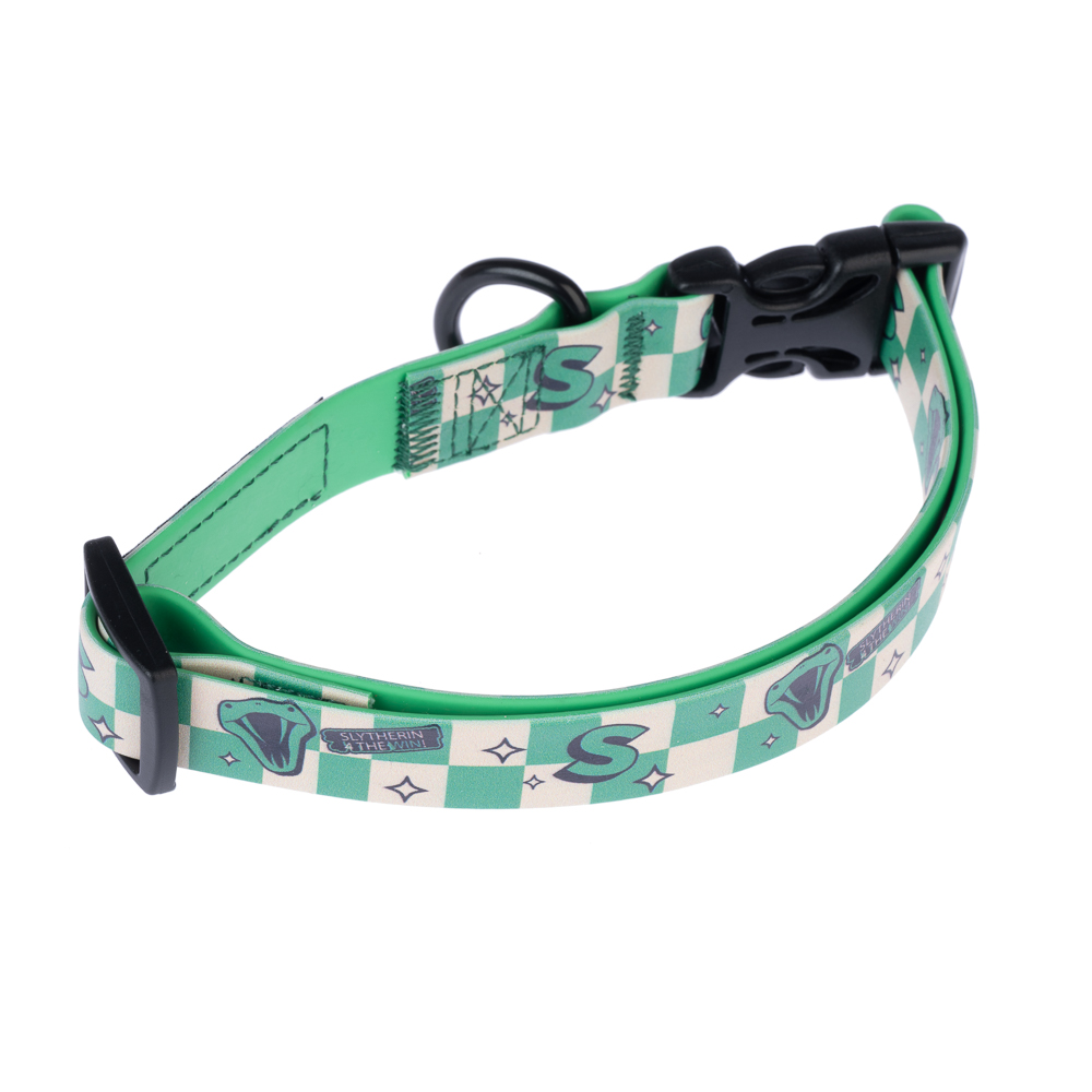 Harry Potter, obroża Slytherin, zielona - Rozmiar M: obw. szyi 30-46 cm, szer. 20 mm