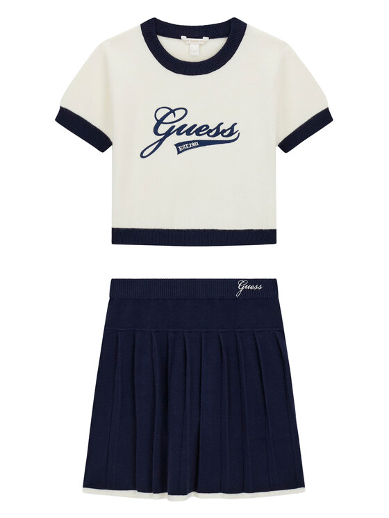 Guess Komplet bluzka i spódnica J6YG02 Z0829 Kremowy Regular Fit