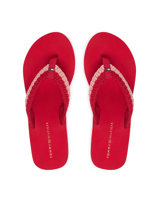 Tommy Hilfiger Japonki Th Wedge Crochet Summer Sandal FW0FW09420 Czerwony