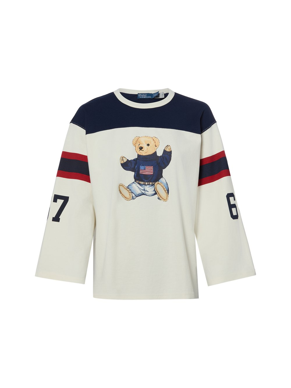 Polo Ralph Lauren Damska koszulka z długim rękawem Kobiety Bawełna (100%) biały|niebieski, M