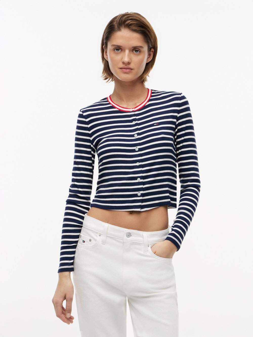 Tommy Jeans Damska koszulka z długim rękawem Kobiety wiskoza niebieski, M