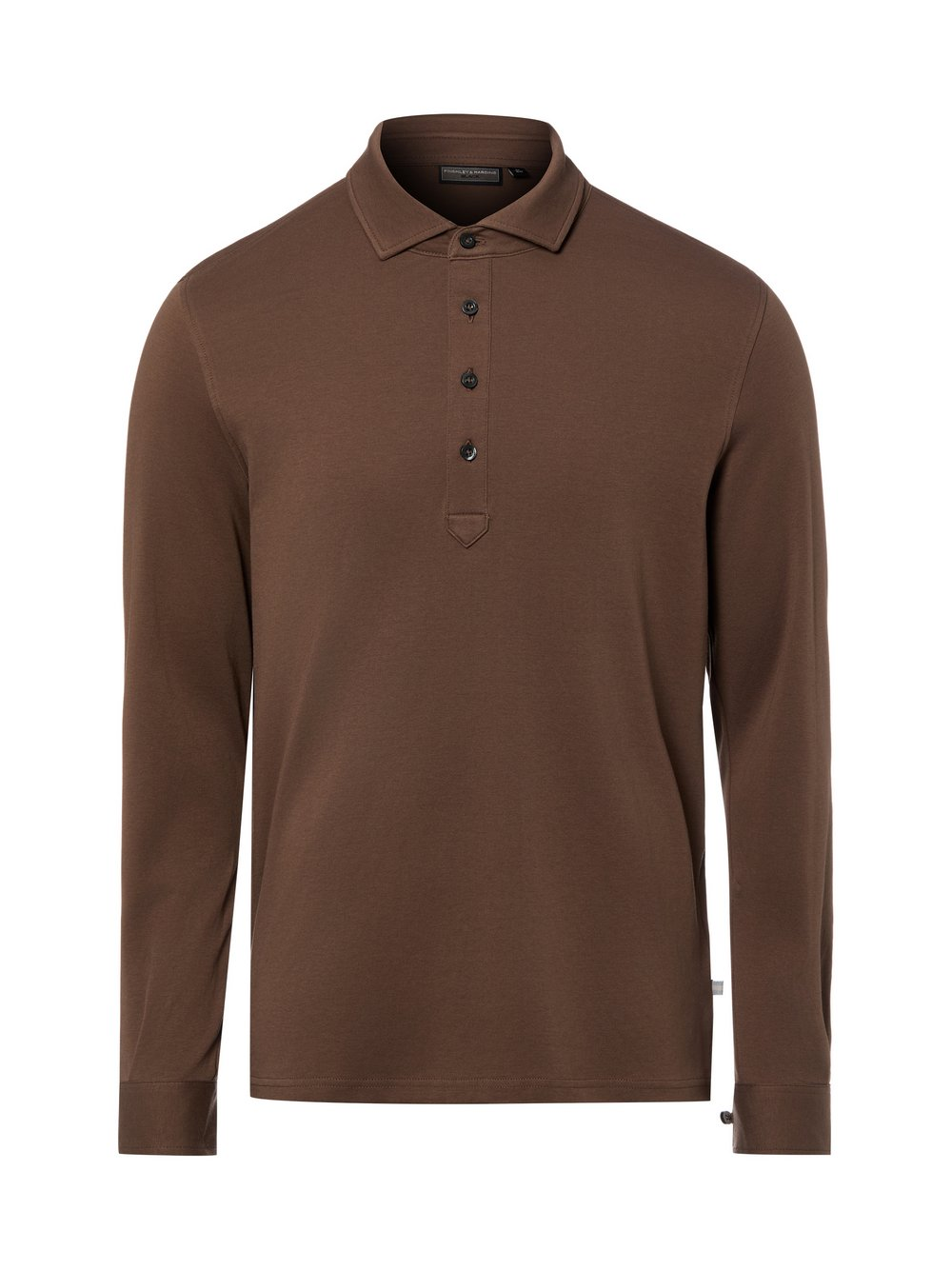 Finshley & Harding Męska koszulka polo z długim rękawem Mężczyźni Bawełna brązowy, S
