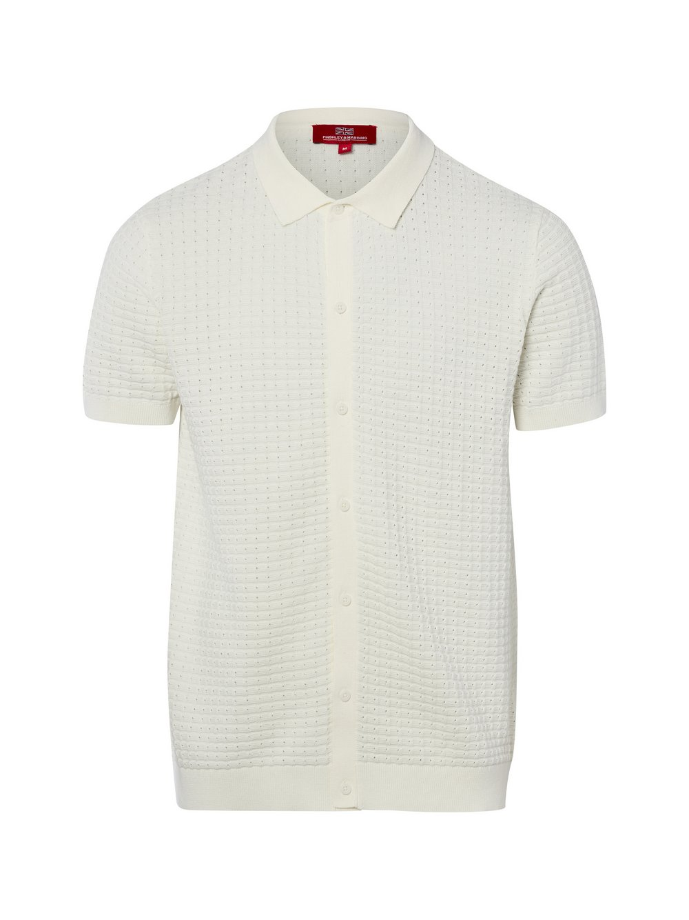 Finshley & Harding London Męska koszulka polo z dzianiny Mężczyźni Bawełna biały, L
