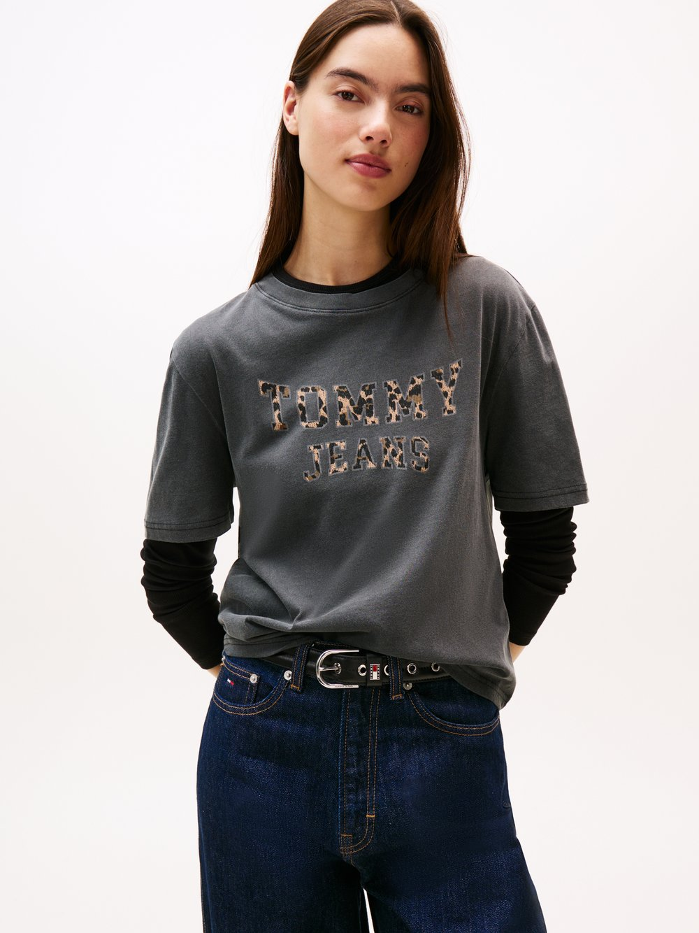 Tommy Jeans Koszulka damska Kobiety Bawełna szary, S