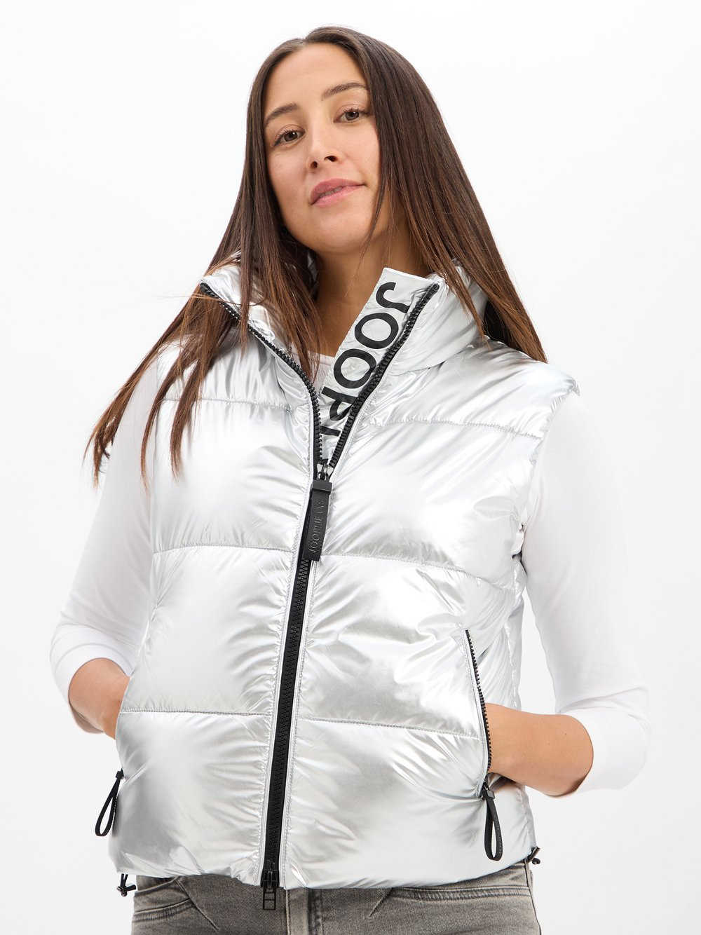 Joop Jeans Damska pikowana kamizelka - Viktoria Kobiety srebrny, M