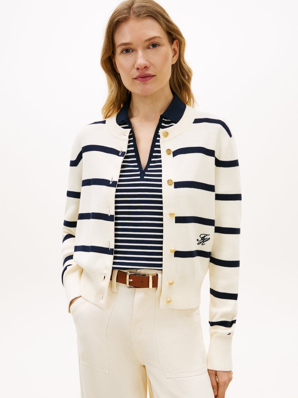 Tommy Hilfiger Kardigan damski Kobiety Bawełna biały, XL