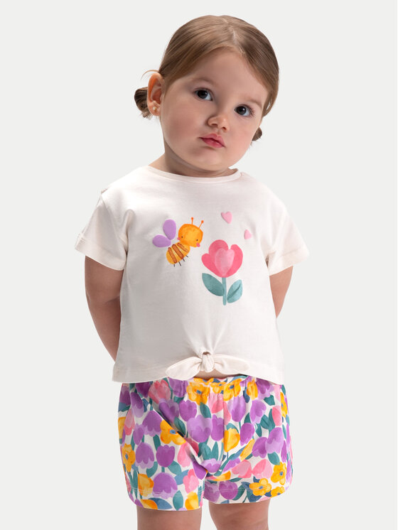 Mayoral Komplet 2 t-shirtów i spodenek 1206 Fioletowy Regular Fit