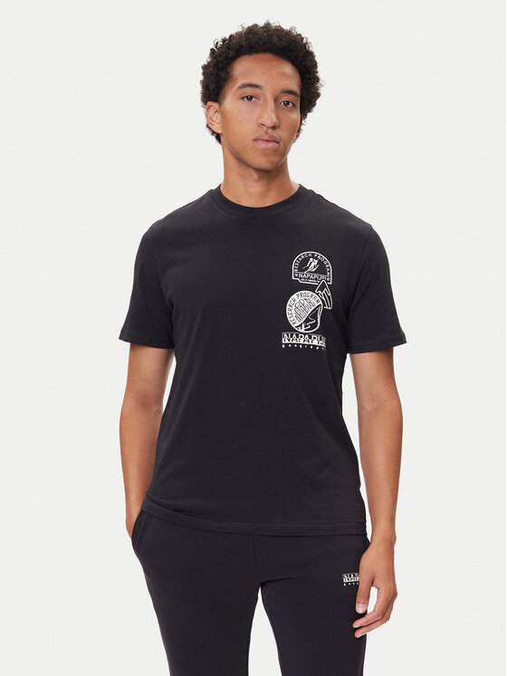 Napapijri T-Shirt S-Funes Ss NP0A88UA Czarny Regular Fit