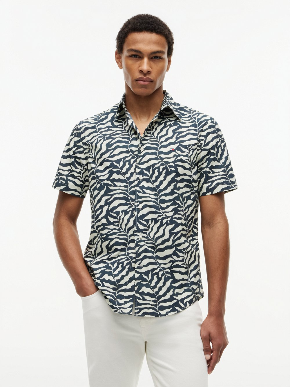 Tommy Hilfiger Męska koszula casual Mężczyźni Regular Fit Bawełna (100%) szary, M