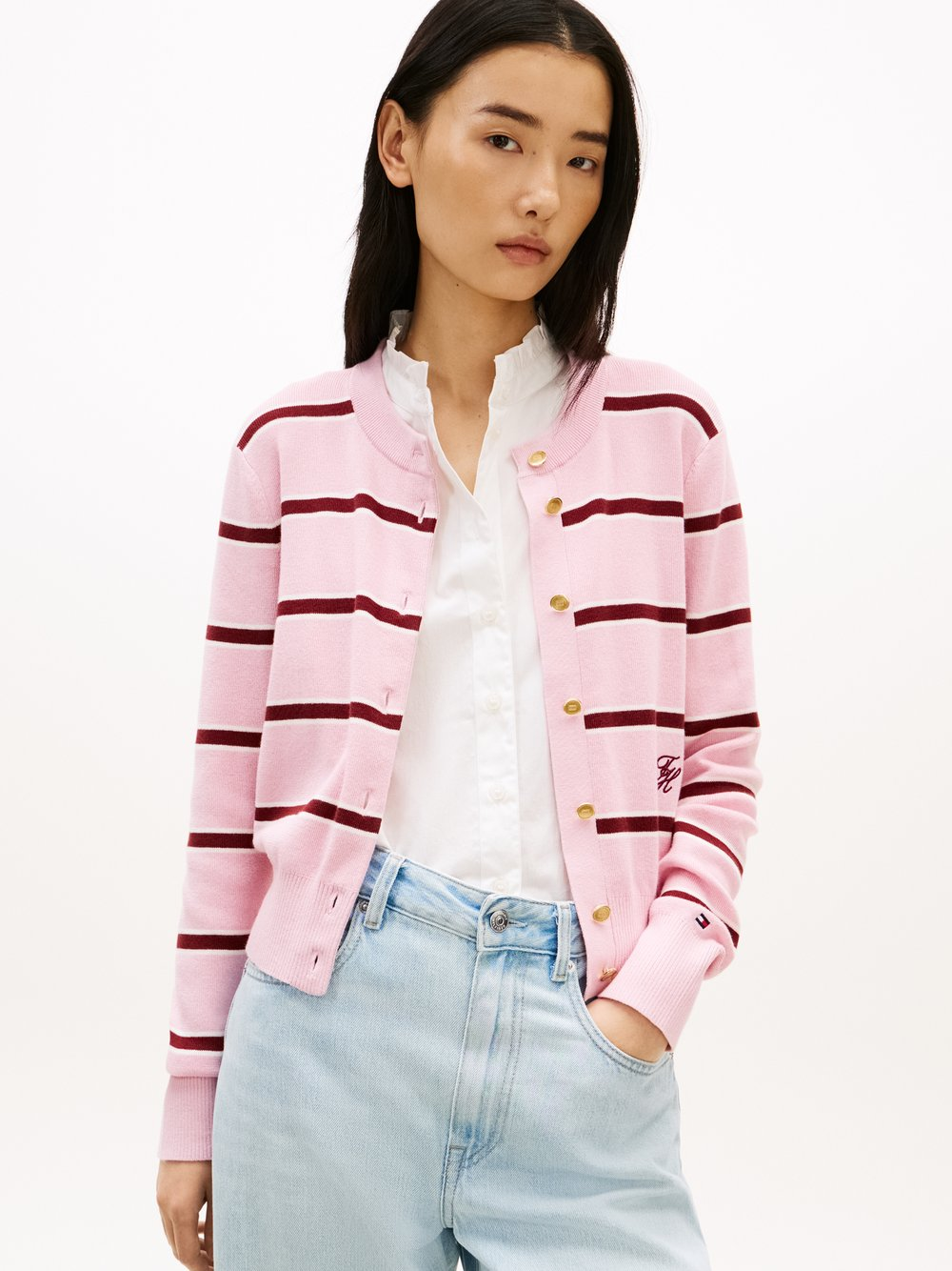 Tommy Hilfiger Kardigan damski Kobiety Bawełna różowy, XL