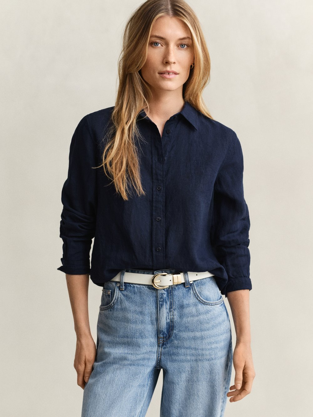 Gant Lniana bluzka damska Kobiety len (100%) niebieski, 40