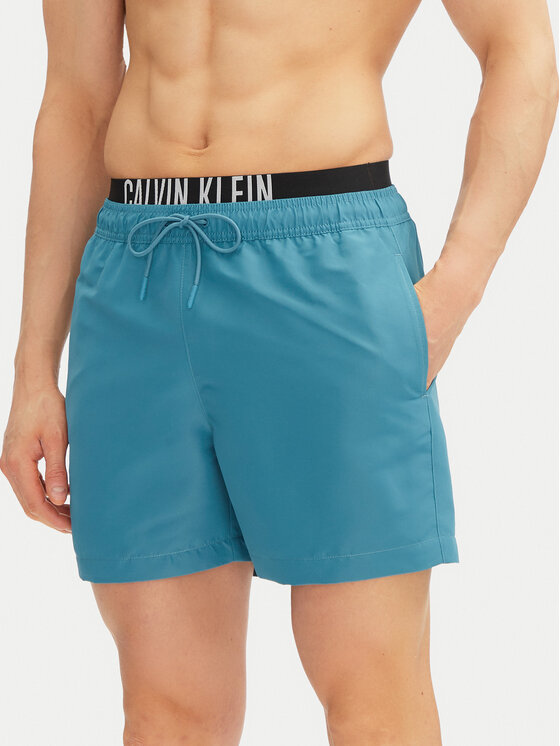 Calvin Klein Swimwear Szorty kąpielowe KM0KM01093 Niebieski Regular Fit