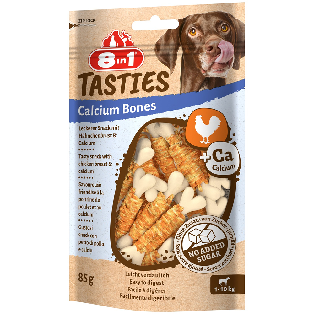 8in1 Tasties Calcium Bones, kosteczki z kurczakiem - 85 g
