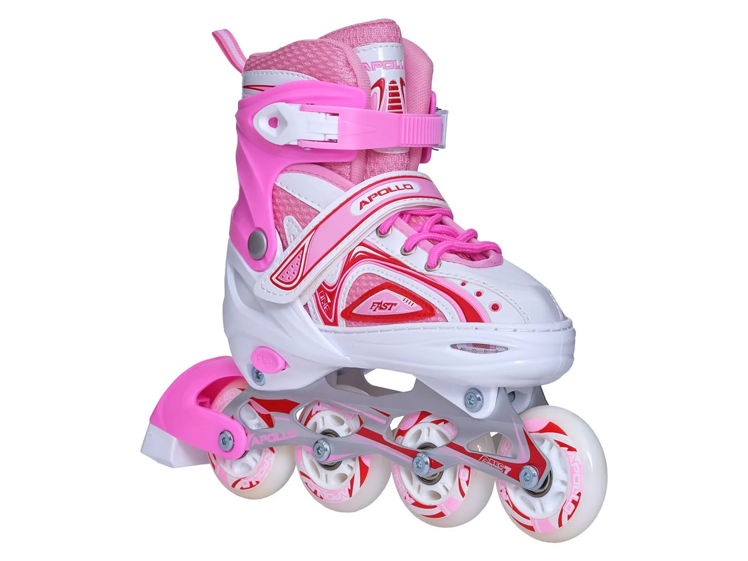 Apollo Łyżworolki Super Blades, regulowany rozmiar (Biały/różowy, L (39-42))