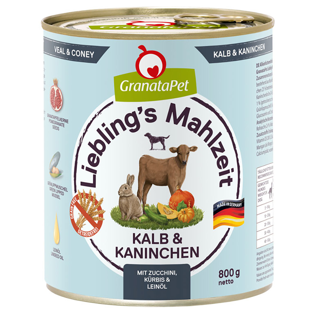 GranataPet Liebling's Mahlzeit, 6 x 800 g - Cielęcina i królik
