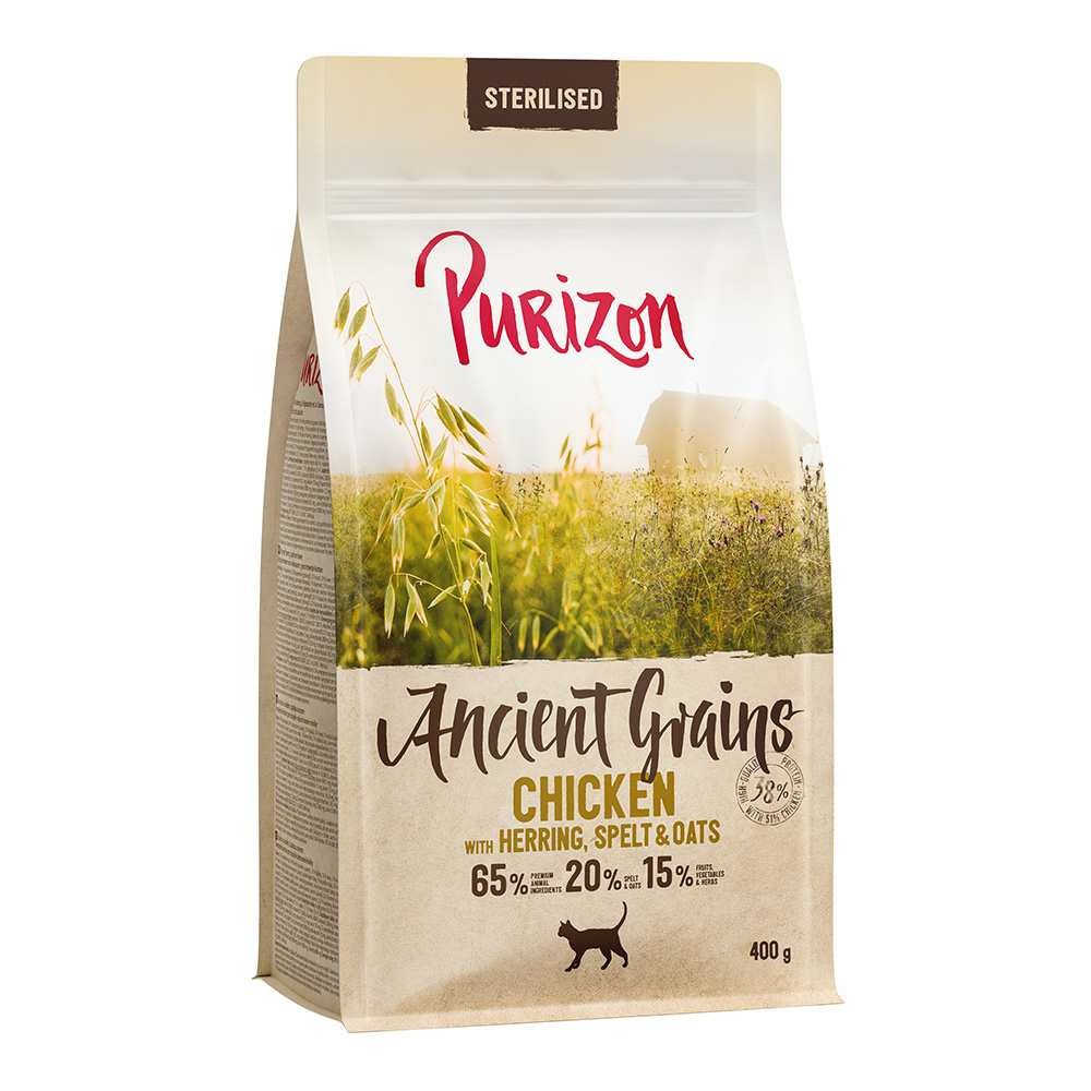 Purizon Adult Sterilised, kurczak z rybą - prazboża - 400 g