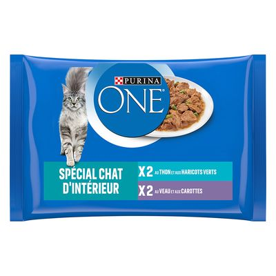 PURINA ONE, 24 x 85 g - Indoor - tuńczyk i cielęcina