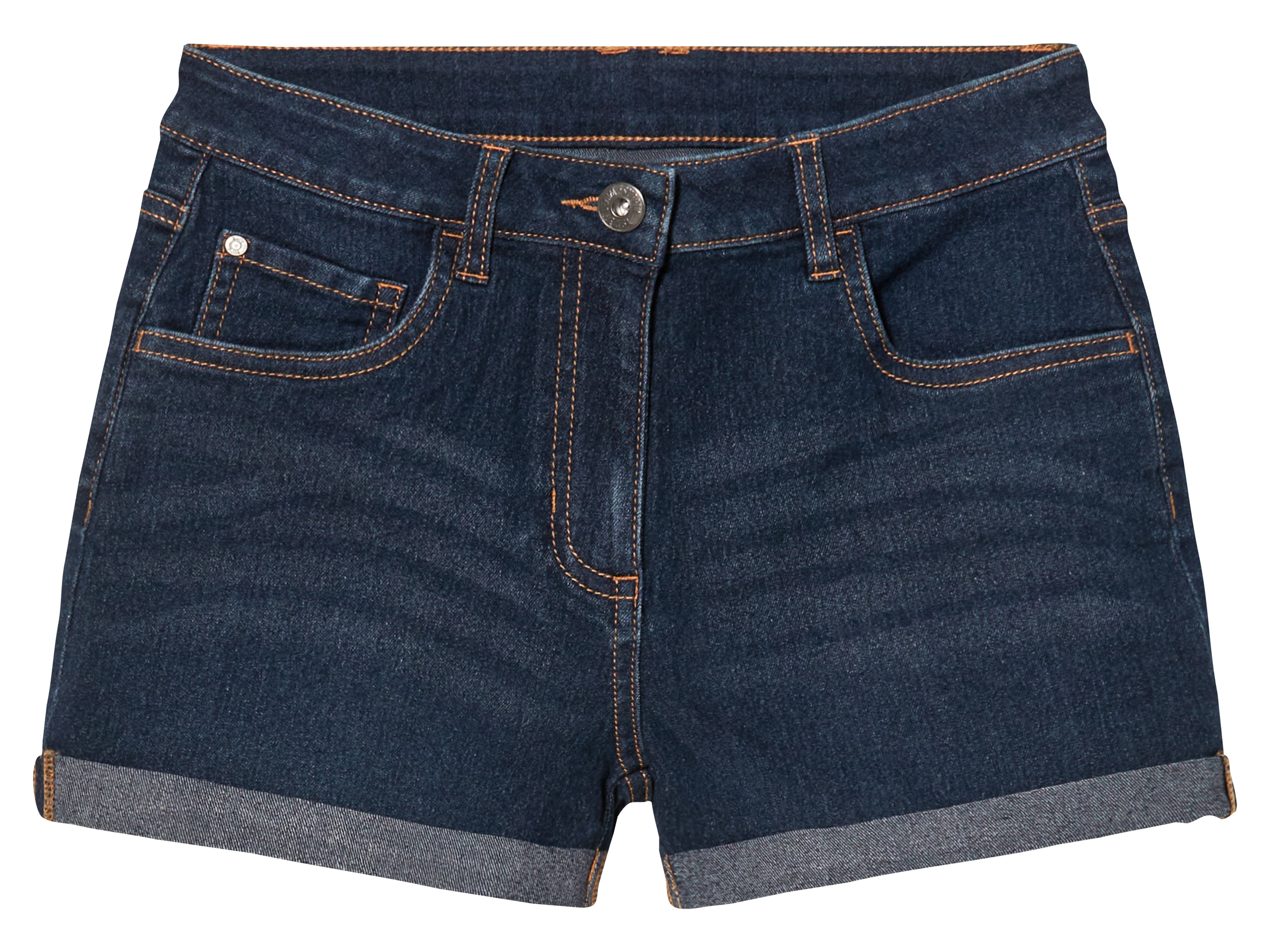 pepperts!® Szorty jeansowe dziewczęce z podwiniętymi nogawkami (Ciemnoniebieski, 140 cm)
