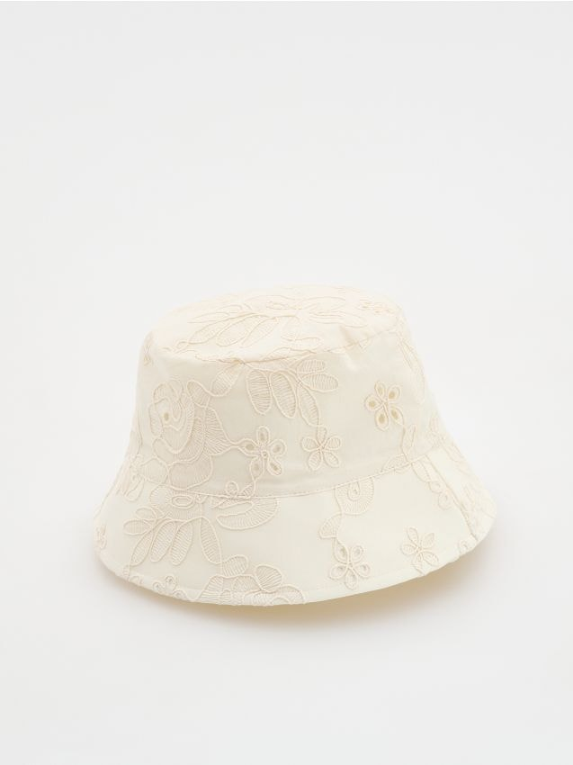 Reserved - Kapelusz typu bucket - kremowy