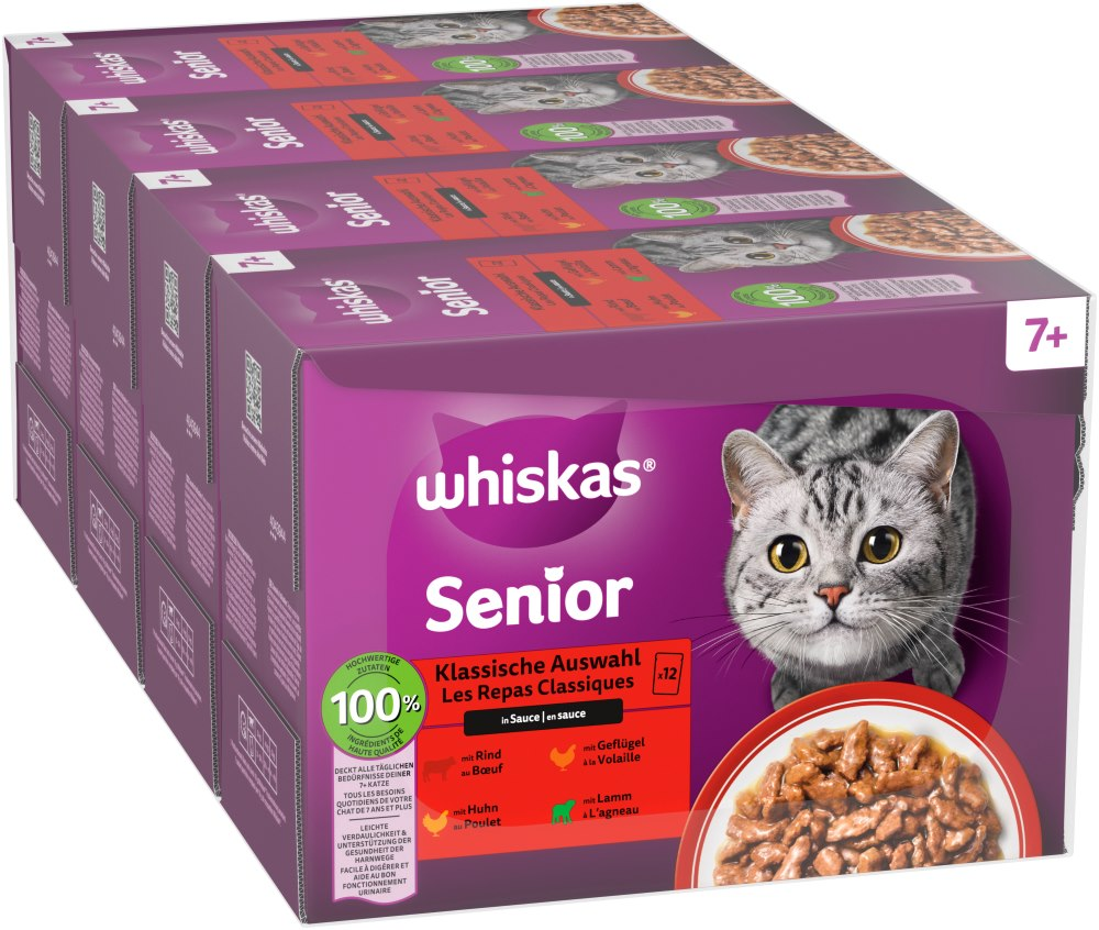 Pakiet mieszany Whiskas Senior, saszetki, 48 x 85 g - 7+ Wybór klasyczny w sosie