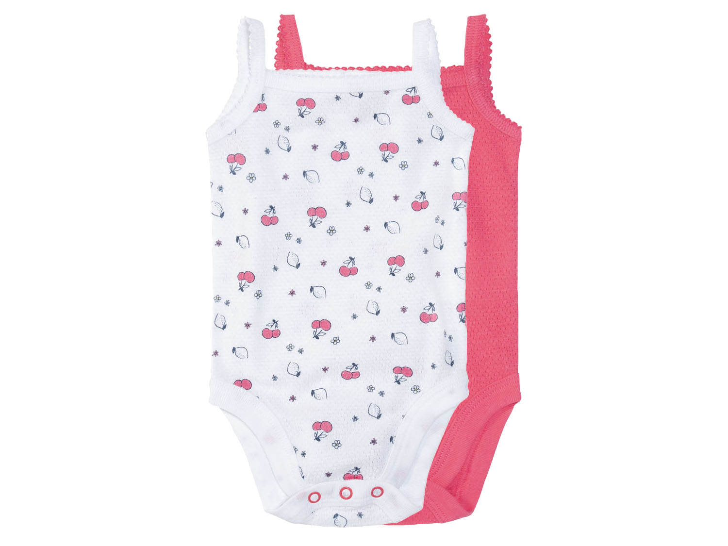 lupilu® Body niemowlęce z biobawełną, 2 sztuki (Różowy/ biały, 50/56)