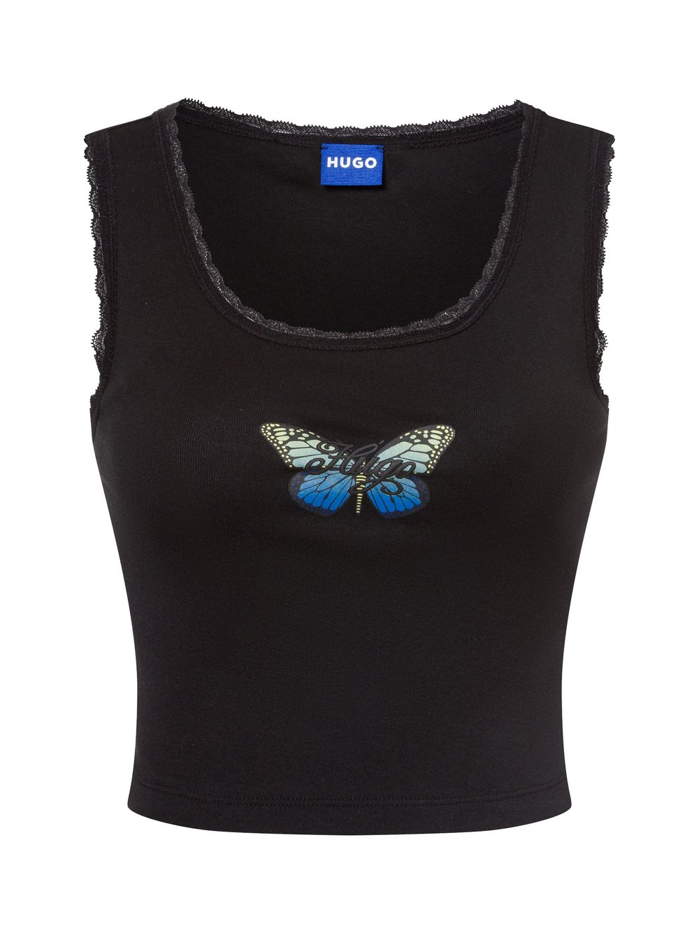 HUGO BLUE Damski croptop - Delarina_B Kobiety Bawełna czarny, M