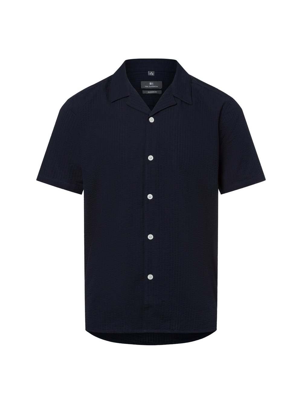 Nils Sundström Męska koszula casual Mężczyźni Modern Fit Bawełna niebieski, XXL
