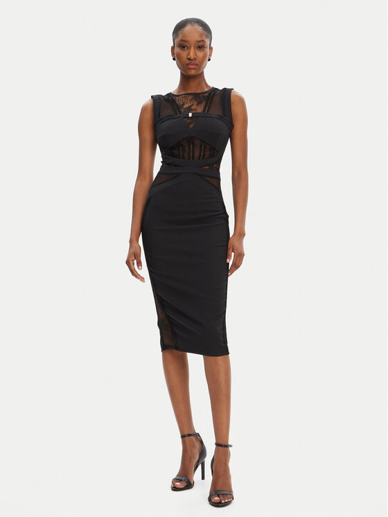 Babylon Sukienka koktajlowa EL0734 Czarny Slim Fit