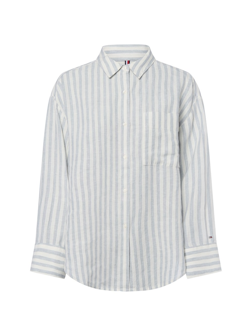 Tommy Hilfiger Damska lniana bluzka koszulowa Kobiety len niebieski|biały, 42