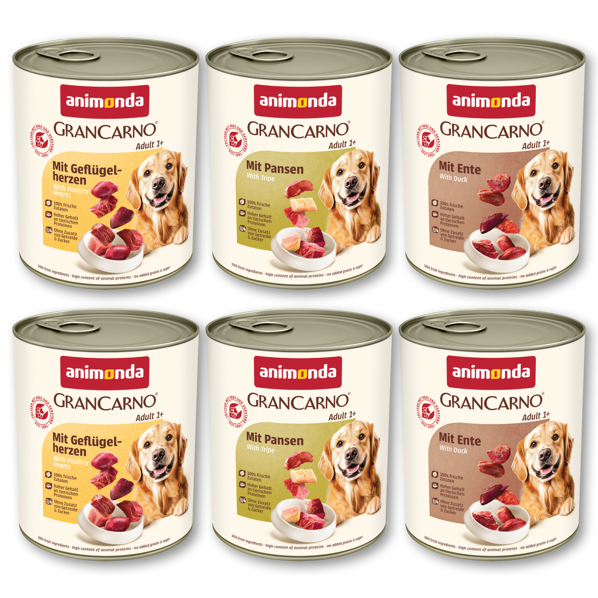 Edycja specjalna animonda GranCarno Original Adult, 6 x 800 g - Pakiet mieszany, 3 smaki