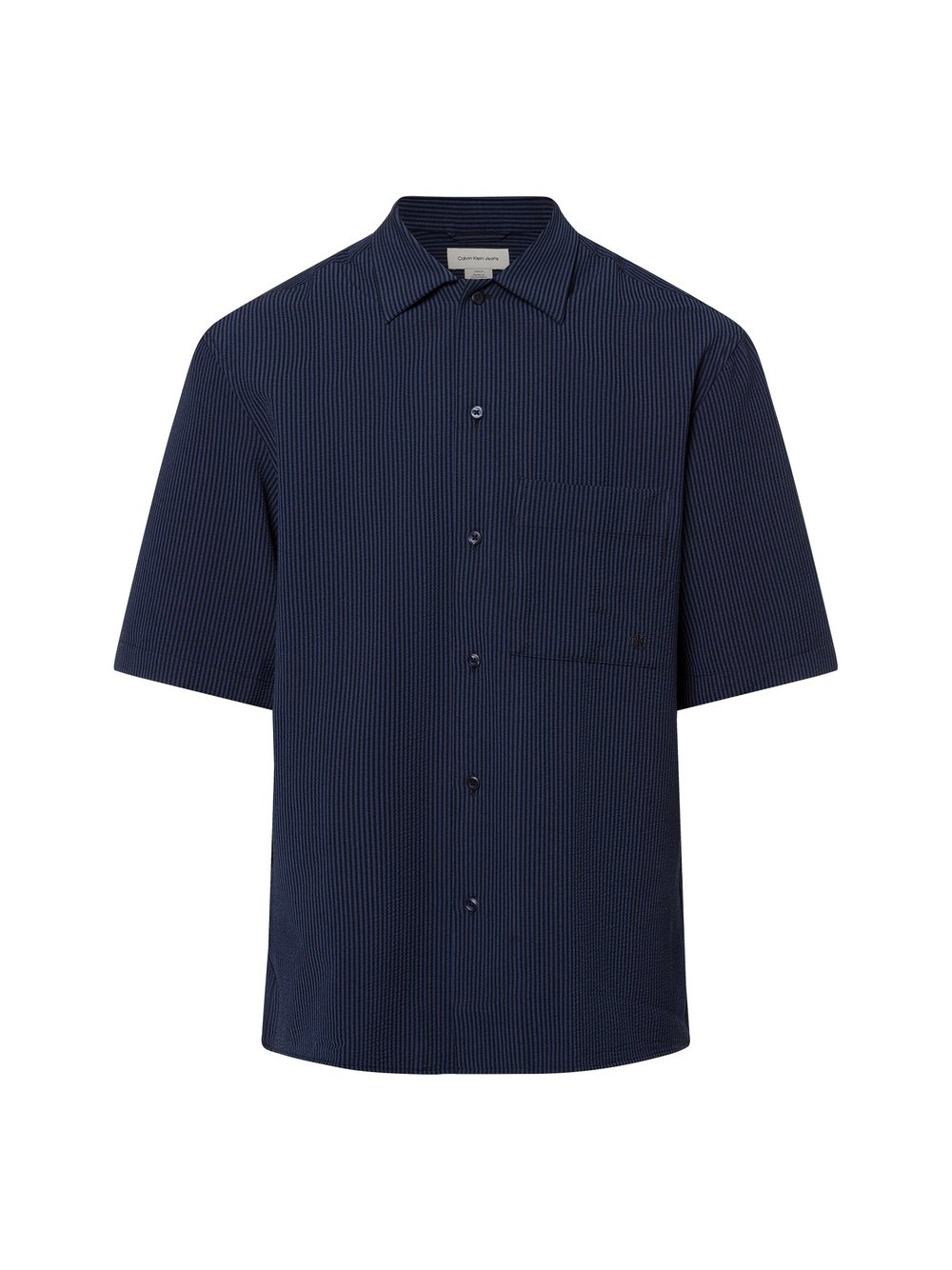 Calvin Klein Jeans Męska koszulka rekreacyjna z krótkim rękawem Mężczyźni Comfort Fit niebieski, M