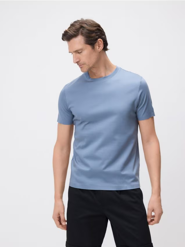 Reserved - T-shirt regular fit z lyocellem - niebieski