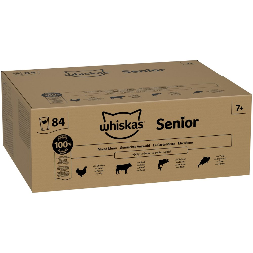 Megapakiet Whiskas Senior w saszetkach, 84 x 85 g - 7+ Pakiet mieszany w galarecie