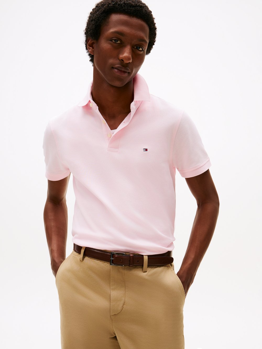 Tommy Hilfiger Męska koszulka polo Mężczyźni Bawełna różowy, M